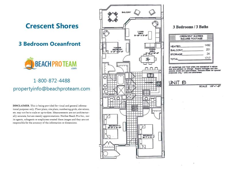 Crescent Shores Floor Plan B - 3 Bedroom Oceanfront